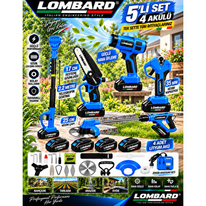 Bluer L-901 5 Li Bahçe Seti Teleskop+makas 17 Cm Testere Hava Üfleme Çim Biçme +4 Akülü