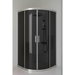 Duşakabin Oval Füme 5mm Temperli Cam Yükseklik 190 Cm Krom Profil 80x80 cm