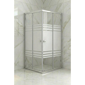Duşakabin Kare Trio Desen Temperli Cam Krom Profil 105x105 cm
