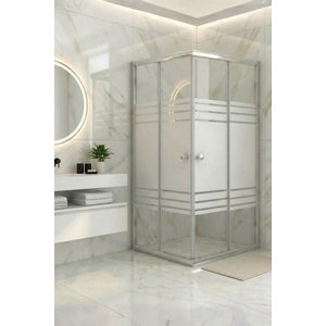 Duşakabin Kare Trio Desen Temperli Cam Krom Profil 105x105 cm