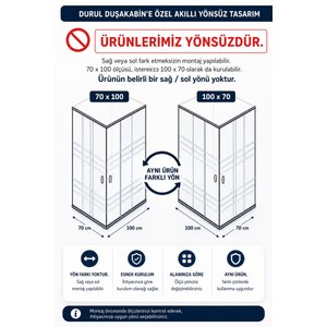 Duşakabin Kare Trio Desen Temperli Cam Krom Profil 105x105 cm