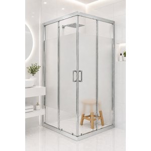 Duşakabin Kare Nero Desen Orta Buzlu 5mm Temperli Cam Yükseklik 190 Cm Krom Profil 115x115 cm
