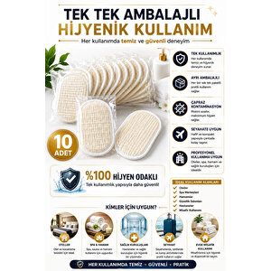 10 Adet Tek Kullanımlık Banyo Lifi 10x15 Cm Hijyenik El Geçirmeli Duş, Spa, Otel Ve Seyahat Lifi