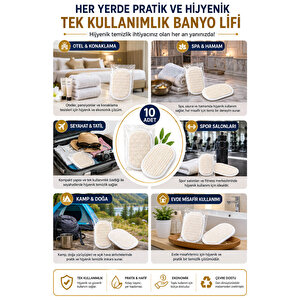 10 Adet Tek Kullanımlık Banyo Lifi 10x15 Cm Hijyenik El Geçirmeli Duş, Spa, Otel Ve Seyahat Lifi