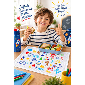 6'lı Okul Beslenme Örtüsü 35x50 Cm Pamuklu Yıkanabilir Happykids