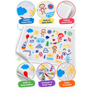 6'lı Okul Beslenme Örtüsü 35x50 Cm Pamuklu Yıkanabilir Happykids