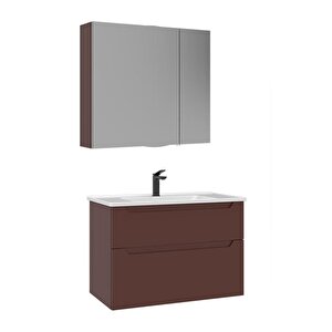 Messina 85 Cm Banyo Dolap Takımı Mat Kırmızı