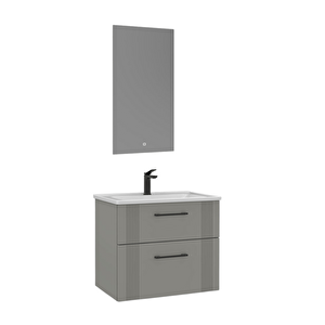 Bari 65 Cm Banyo Dolabı Takımı Led Aynalı Mat Kaşmir