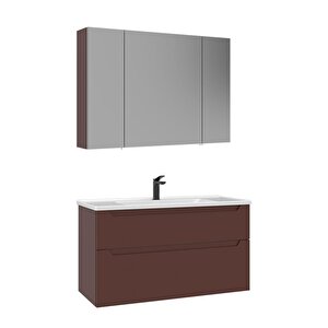 Messina 100 Cm Banyo Dolap Takımı Mat Kırmızı