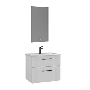 Bari 65 Cm Banyo Dolabı Takımı Led Aynalı Mat Beyaz
