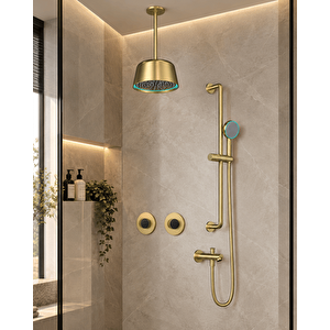 Retro Ankastre Duş Sistemi Brush Gold (sarkıt) Rcl2000