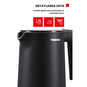 Cool Touch Gizli Rezistanslı 1.5 L Siyah Su Isıtıcı Kettle Kt-15ps1wcis(k)