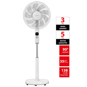 26 Hız Kademesi Ultra Sessiz  Motor 9 Kanatlı Kumandalı Vantilatör F-dse70cis(w)