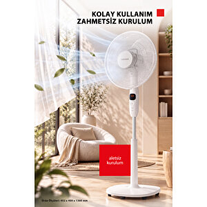 26 Hız Kademesi Ultra Sessiz  Motor 9 Kanatlı Kumandalı Vantilatör F-dse70cis(w)