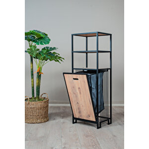 Kirli Sepetli Banyo Dolabı 3 Raflı Metal Düzenleyici Modern Çamaşır Sepetli Organizer Raf