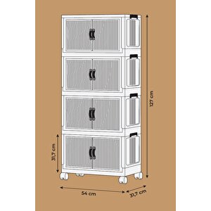 Katlanabilir Modüler Dolap 4 Lü 54 Cm X 31,7 Cm X 127 Cm