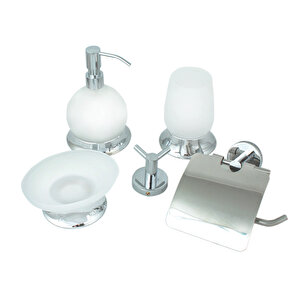 Krom Set Üstü Buzlu Camlı Diş Fırçalık