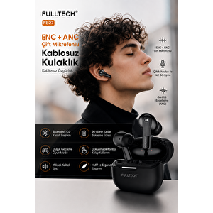 Fb27 Anc + Enc Gürültü Engellemeli Bluetooth 6.0 Tws Kablosuz Kulaklık Çift Mikrofon Düşük Gecikme – Siyah