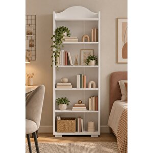 170dhdktp1B Fi̇ne 5 Rafli Çok Amaçli Ki̇taplik Beyaz Beyaz