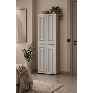 Dhddlp1BS Duru Lazer Desenli̇ 2 Kapakli Rafli Gardirop Beyaz-Safirmeşe Beyaz-Safirmeşe