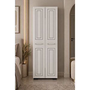 Dhddlp1BS Duru Lazer Desenli̇ 2 Kapakli Rafli Gardirop Beyaz-Safirmeşe Beyaz-Safirmeşe