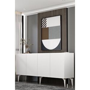 Ka180a1BA Sadem Konsol Ve Tv Sehpasi, Üni̇tesi̇ Beyaz-Altın Beyaz gold