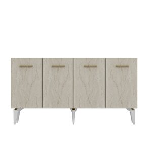 150dhdk2BTA Eros Konsol Ve Tv Sehpasi, Üni̇tesi̇ Beyaz-Traverten-Altın Beyaz-Traverten-Gold