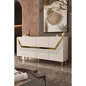150dhdk9BA Helen Pleksi̇ Lazer Desen Konsol BEYAZ-ALTIN Beyaz gold