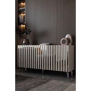 150dhdk6BTG Aden Pleksi̇ Desen Konsol Ve Tv Sehpasi, Üni̇tesi̇ Beyaz-Traverten-Gümüş Beyaz-Traverten-Silver
