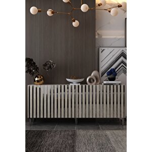 180dhdk6BTG Aden Pleksi̇ Desen Konsol Ve Tv Sehpasi, Üni̇tesi̇ Beyaz-Traverten-Gümüş Beyaz-Traverten-Silver
