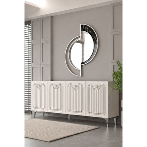 180dhdk3bg Hera Lazer Desenli̇ Konsol Ve Tv Sehpasi, Üni̇tesi̇ Beyaz-gümüş Beyaz Silver