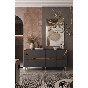 150dhdk9AA Helen Pleksi̇ Lazer Desen Konsol ANTRASİT-ALTIN Antrasit Gold