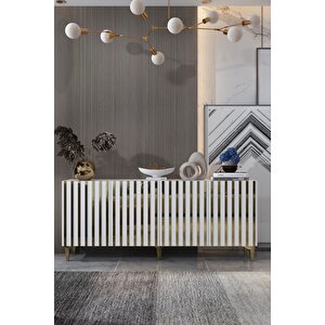 180dhdk6BA Aden Pleksi̇ Desen Konsol Ve Tv Sehpasi, Üni̇tesi̇ Beyaz-Altın Beyaz gold