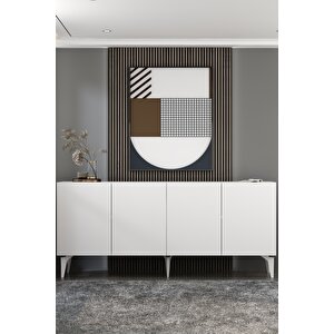 Ka180a1BG Sadem Konsol Ve Tv Sehpasi, Üni̇tesi̇ Beyaz-Gümüş Beyaz Silver