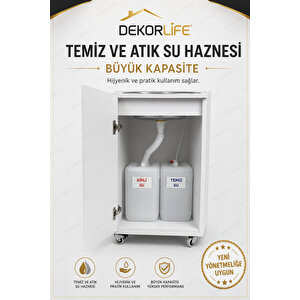 Yeni Yönetmeliğe Uygun Seyyar Mobil Lavabo Paslanmaz Evyeli 10 L Çift Hazneli Şarjlı Musluklu Tekerlekli Lavabo