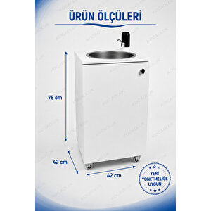 Yeni Yönetmeliğe Uygun Model Seyyar Lavabo Tekerlekli Mobil Lavabo Şarjlı Musluklu 10+10 L Hazneli Kurulu