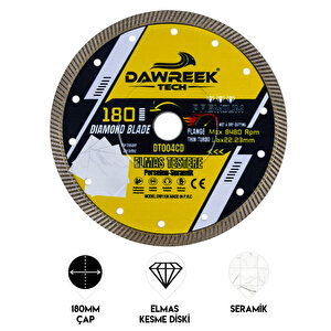 180mm Premium İnce Turbo Pro Elmas Testere (porselen-seramik)