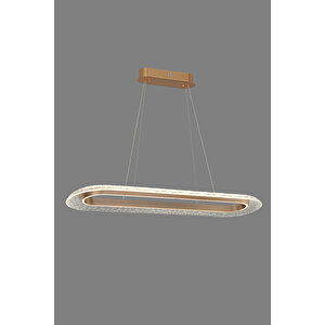 Atena Led Avize - Kristal Cam Efektli Oval Lüks Salon Ve Yemek Odası Aydınlatması