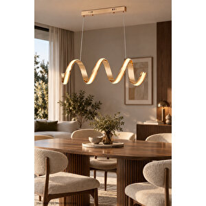 Alisa Gold Led Avize - Helezon/burgu Formlu Ada Mutfak Ve Salon Avizesi