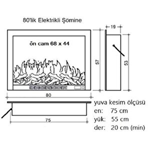 Alaz Efekt 1800w 80cm Bluetooth Ve Ses Efektli Dekoratif Elektrlkli Şömine