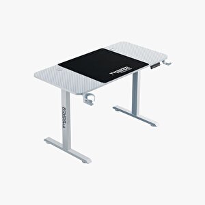 T Ayak Tm-paradox120-w Motorlu (74-118cm) Yüksekli̇k Ayarli Karbon Fi̇ber Oyuncu Masasi - Beyaz