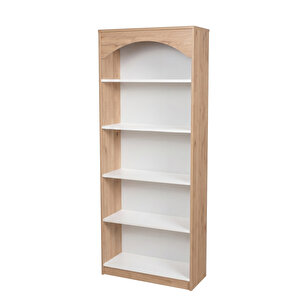 Venti 5 Raflı Kitaplık Modern Çok Amaçlı Salon Ofis Kitaplığı 187 Cm Sepet-beyaz Vin1-sw