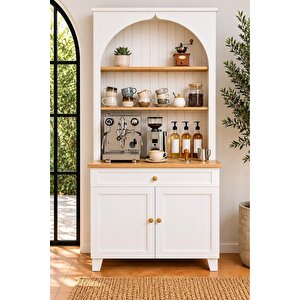 Damla Kahve Köşesi Coffee Bar Dolabı Çekmeceli Raflı Mutfak Servis Dolabı