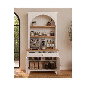 Damla Kahve Köşesi Coffee Bar Dolabı Çekmeceli Raflı Mutfak Servis Dolabı
