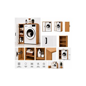 Noa Çamaşır Makinesi Dolabı Çok Amaçlı Banyo Dolabı Raflı Çamaşır Odası Organizeri Depolama Ünitesi