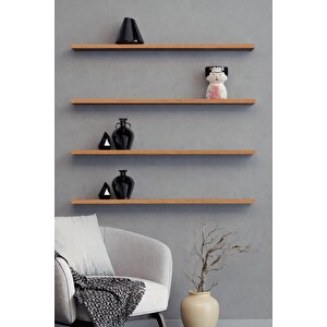 80 Cm 4lü Safir Meşe Mdf Uçan Duvar Rafı Gizli Bağlantı Modern Tasarım