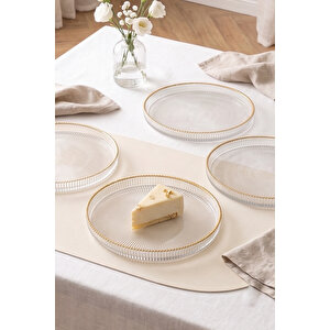 Splendid Gold Cam 4'lü Pasta Tabağı Seti 21 Cm