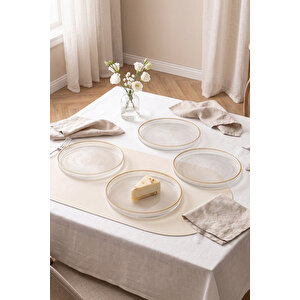 Splendid Gold Cam 4'lü Pasta Tabağı Seti 21 Cm