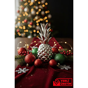 Krom Kaplamalı Ananas Dekoratif Biblo - 28 Cm