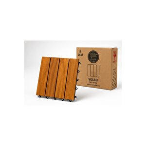 Solen Akasya Ahşap Yer Karosu 30x30x2,25 Cm – 4 Dilimli Geçmeli Deck Karo | Balkon, Teras, Bahçe Ve Duş Zemini | 9 Adet (0,81 M²)